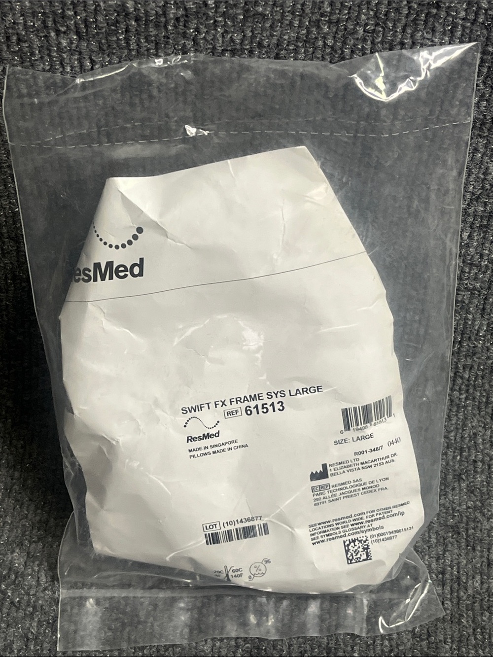 Resmed Swift FX Frame Sys Medium ref 61512 /w Nasal Pillow NWT